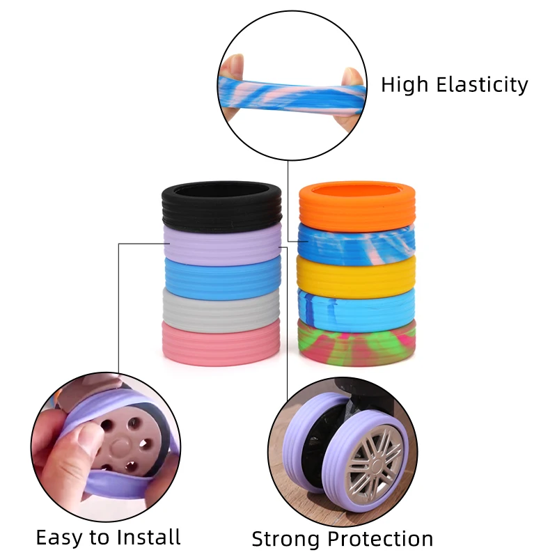 8PCS Luggage Wheels Protector Silicone Wheels Caster Shoes Travel Luggage Suitcase Reduce Noise Wheels Guard Cover Accessories
