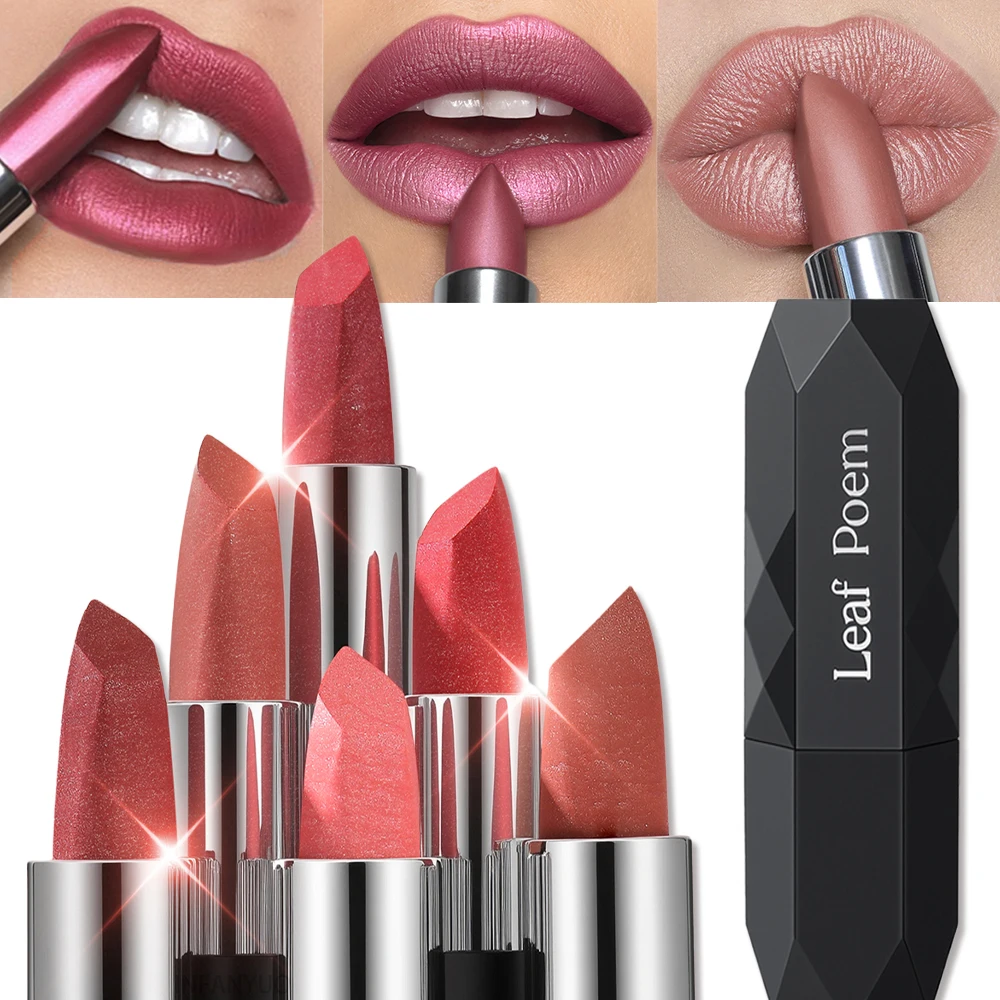 Perlmuttfarbener Lippenstift, langanhaltend, wasserfest, rosafarben-metallisch-diamantfarben, für seidig-charmante, volle und ausdrucksstarke Lippen_voghion.com
