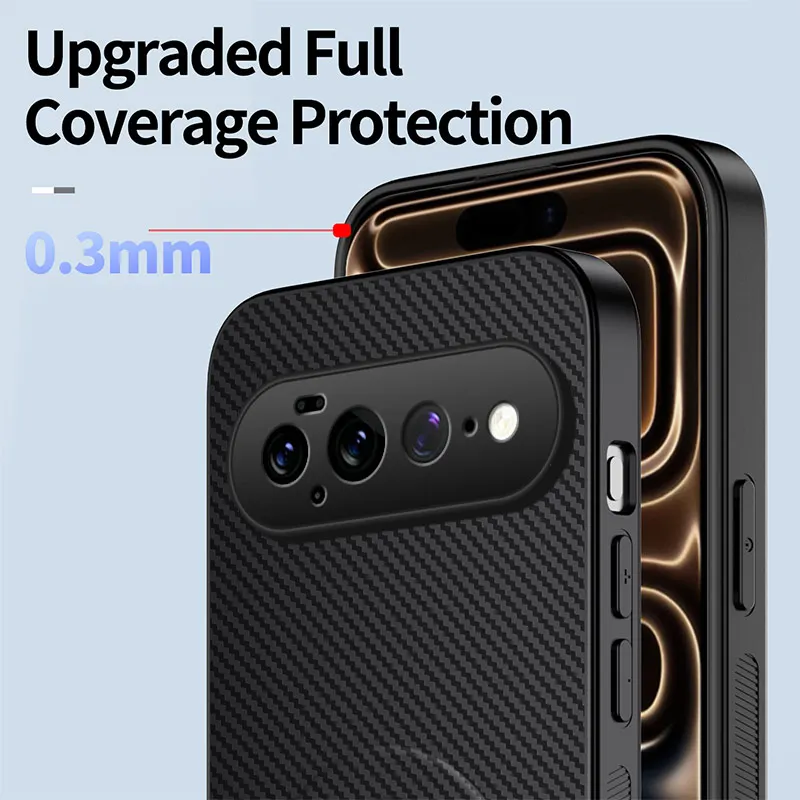 Luxury Carbon Fiber Pattern Case with Foldable Holder and Magnetic Anti-Drop Protection