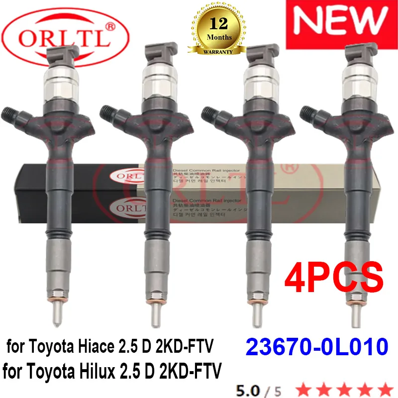 

4PCS Diesel 23670-0L010 Common Rail Injector 23670 0L010 236700L010 095000-7390 for Toyota Hiace Hilux 2.5 D 2KD-FTV