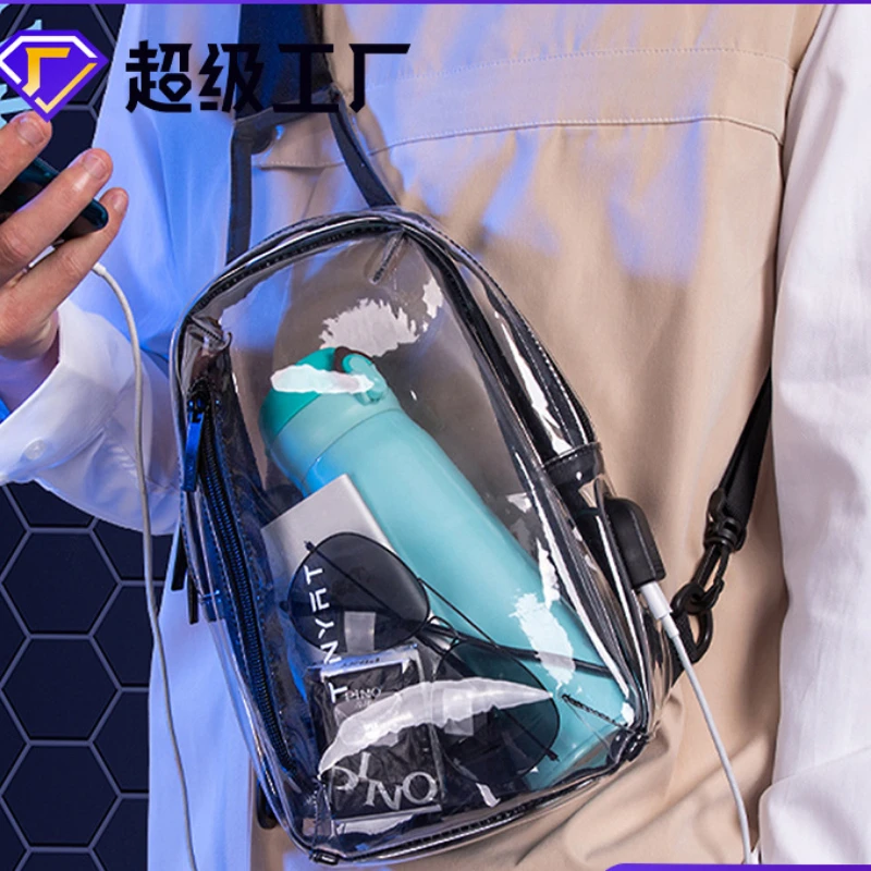 

New PVC Chest Bag Transparent Waterproof Shoulder Bag USB Charging Technology Multifunctional Fashion Trend Crossbody Bag