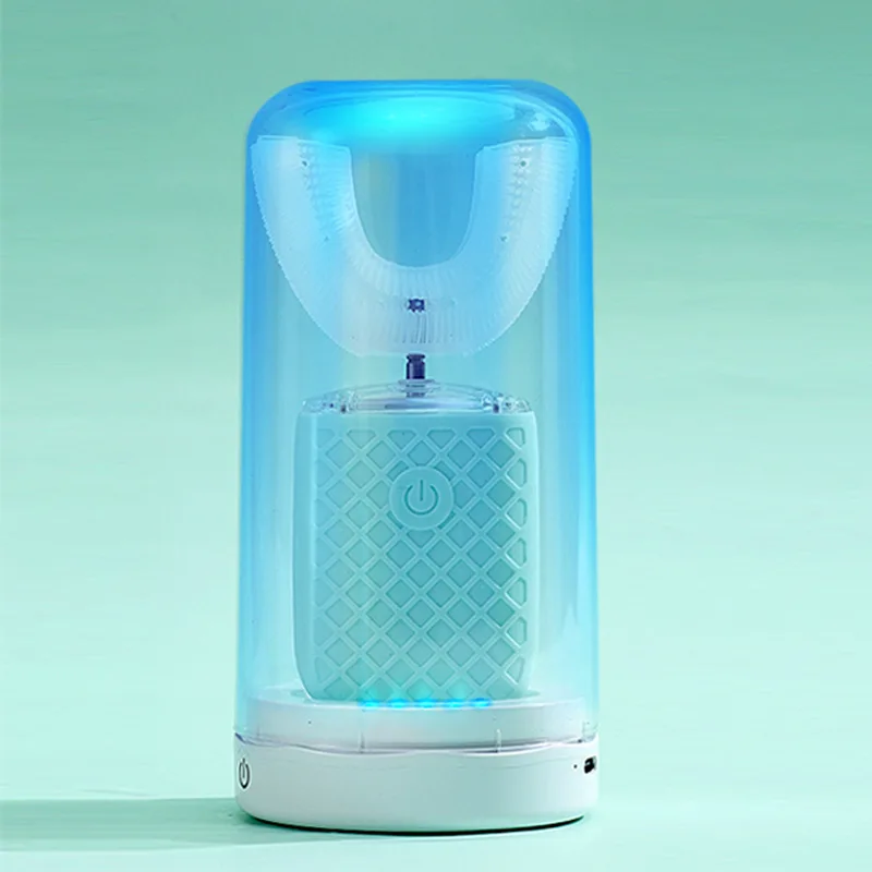 thumbnail image 1 of Cepillo de dientes eléctrico sónico automático de 360 grados, recargable, en forma de U, para adultos y niños, cepillo de dientes inteligente, blanqueador de dientes, luz azul, 1 of 5