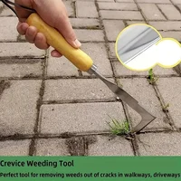Stainless Steel Crevice Weeding Tool L-Shaped Multi-Purpose Garden Hand Tool Metal Handle Yard Patio Driveway Weed Removal 1