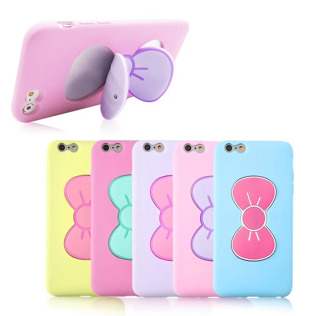 Simpatica Custodia In Gomma Con Design Bowknot 3D In Piedi Per Iphone 6Plus Dropshipping
