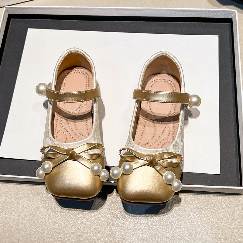 Leather Girls Ballet Flats Shoes for Kids Autumn