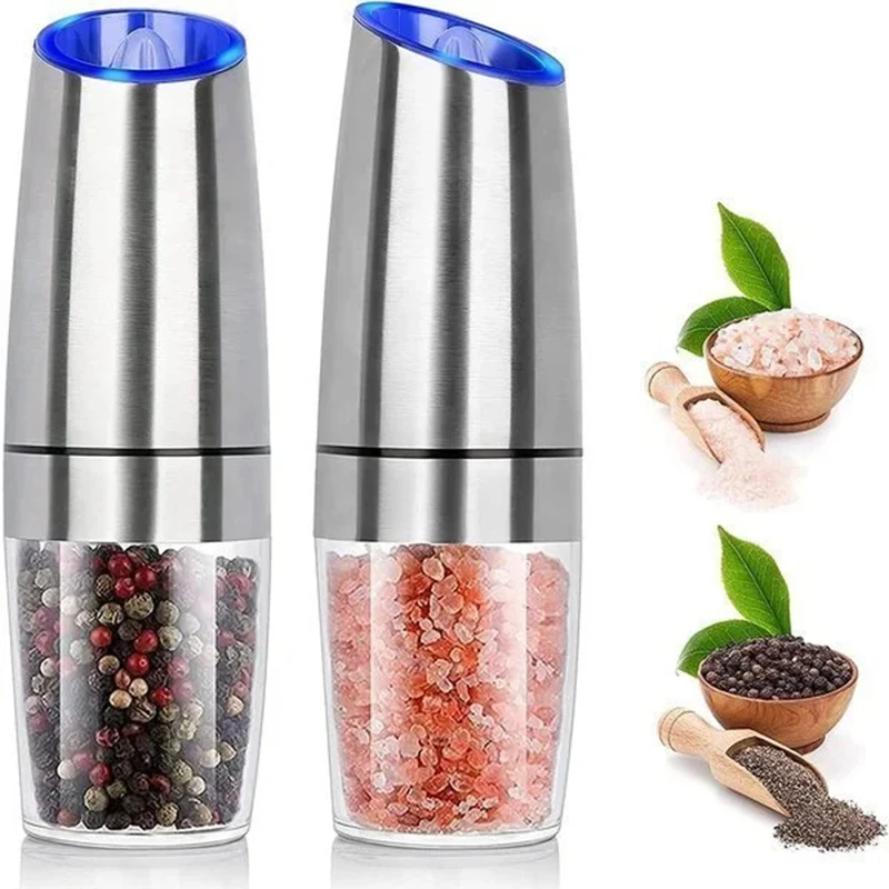 Electric Gravity Induction Pepper Grinder - Ceramic - Metal - Black -  Silver - ApolloBox