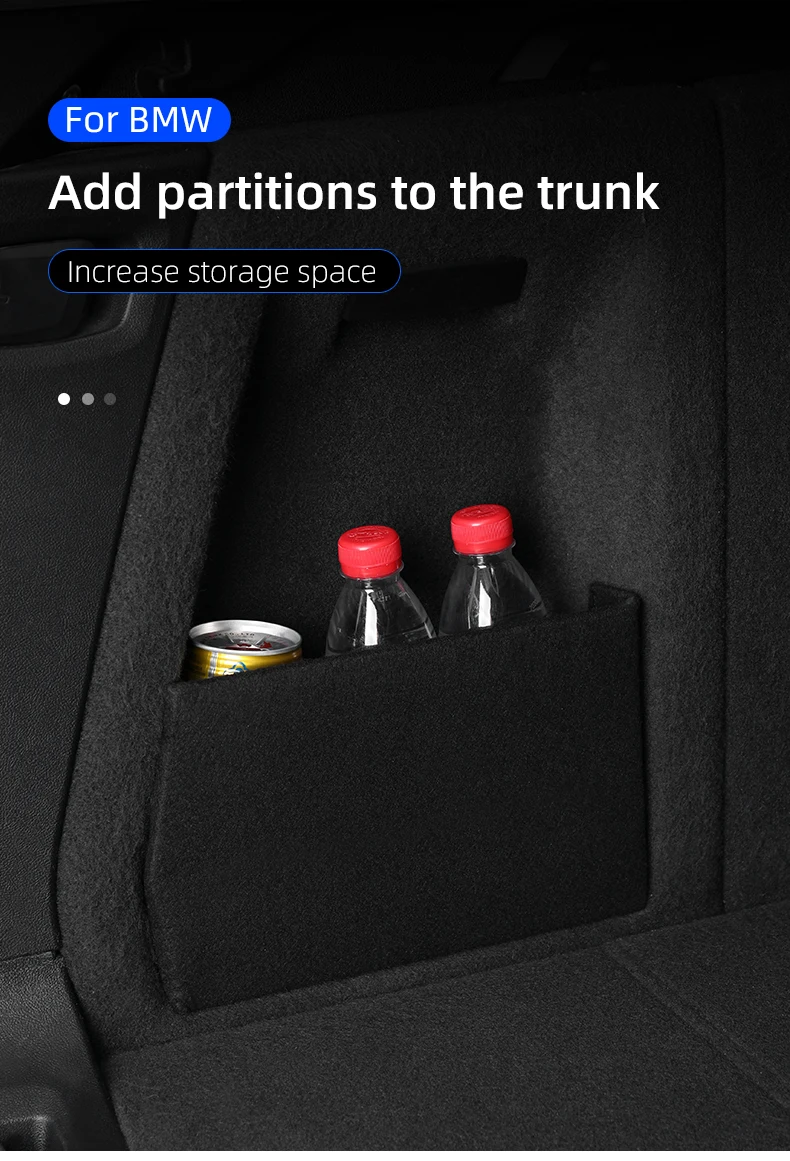 Kofferraum-Organizer Kofferraum-Seitenteiler Aufbewahrung für BMW 5er F10 G30 F30 G32 G11 X1 F48 F39 X3 G01 X5 G05 G20 Zubehör – Detail 1