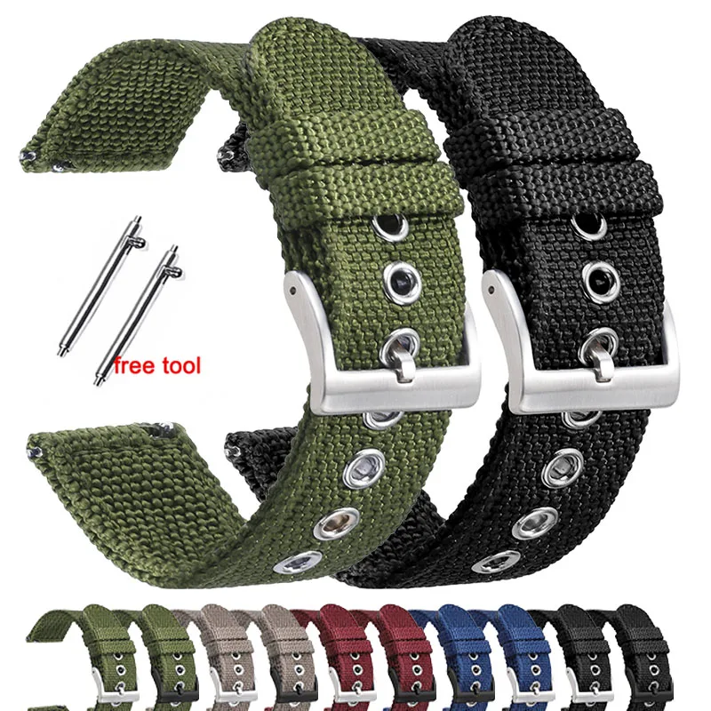 Colorful Nylon Watch Strap with Stainless Steel Buckle - Universal Quick Release Band