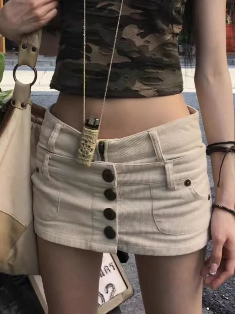 American Sexy Low-waisted Denim Skirts Slim Fit Bodycon A-line Skirt for Women 2026 New Single Breasted Korean Fashion Clothing