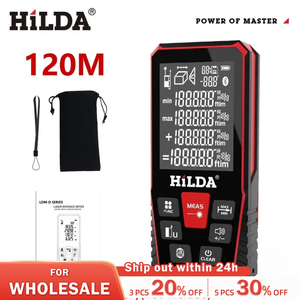 HILDA Laser Distance 50M/100M/120M Rangefinder Profesional Meter Laser Range Finder Ruler Test Tool