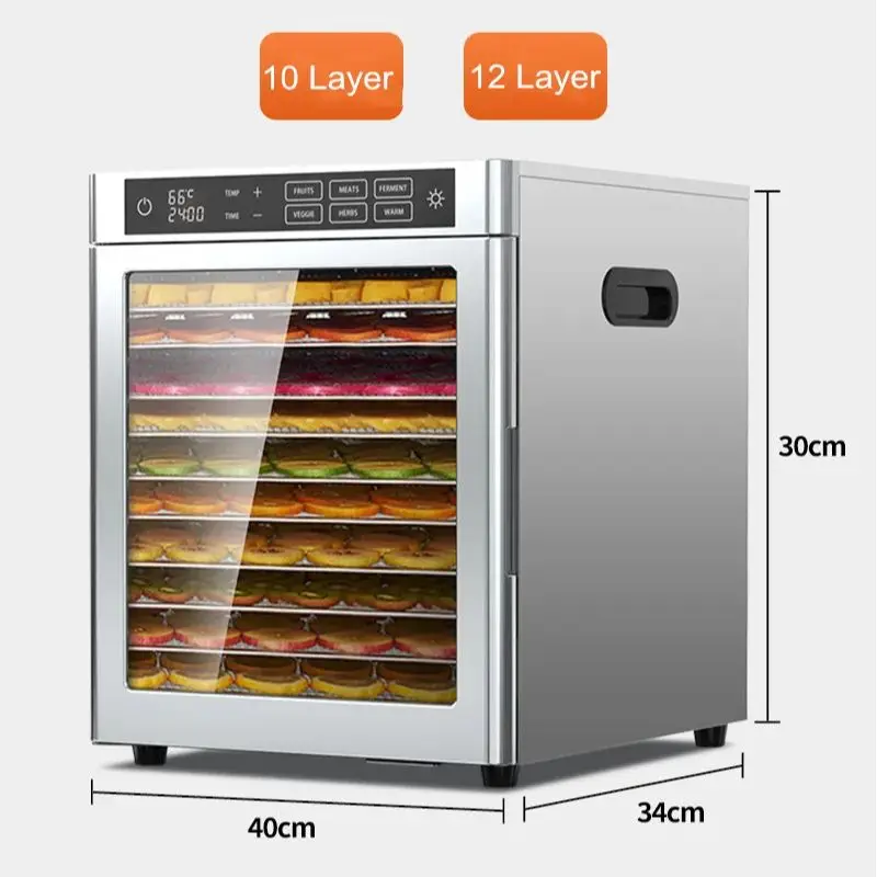 10 Layers Home Use and Commercial Use 220V Fruit Dehydrator Vegetable Snacks Meat Medicinal Materials Fruit Smart Food Air Dryer