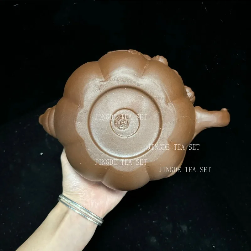Yixing Purple Clay Teapot Large-capacity Pumpkin Pot Zhu Mud Handmade Filter Tea Maker Chinese-style Purple Sand Tea Set 780ml