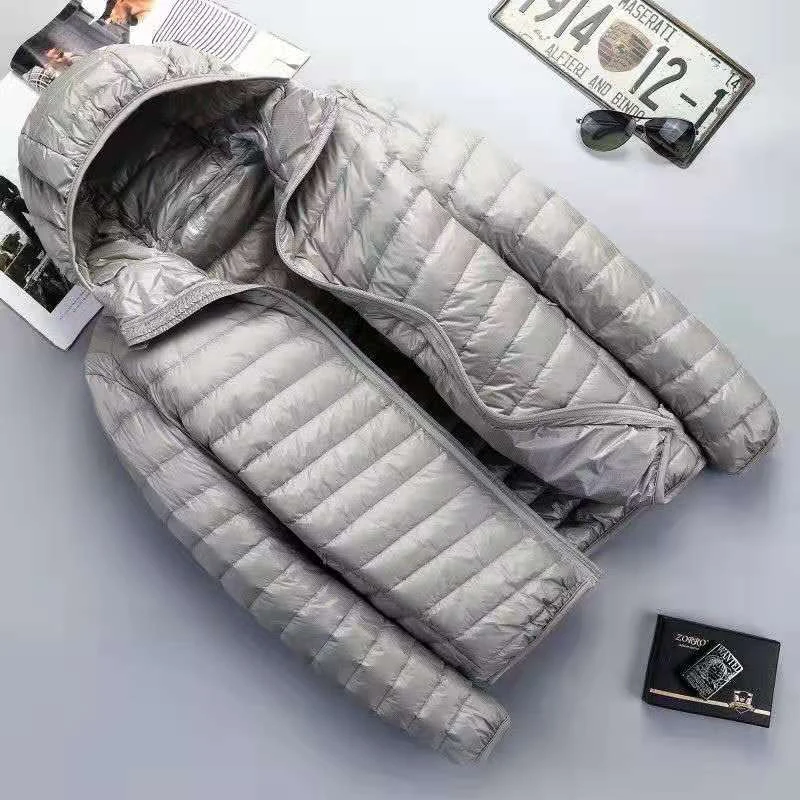 Fall Winter Ultra Light 90% White Duck Down Hooded Man Coat Jaqueta Masculino Chaqueta Hombre Puffer Thin Men Down Jacket New