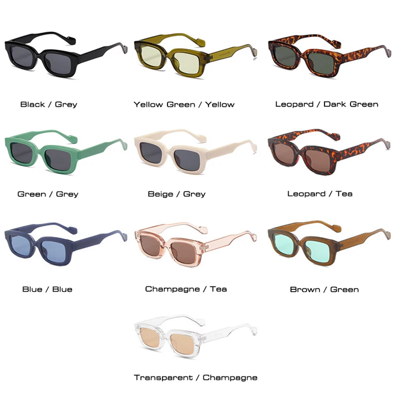 SO&EI Retro Small Rectangle Sunglasses Women Candy Colors Shades UV400 Square Men Sun Glasses_voghion.com