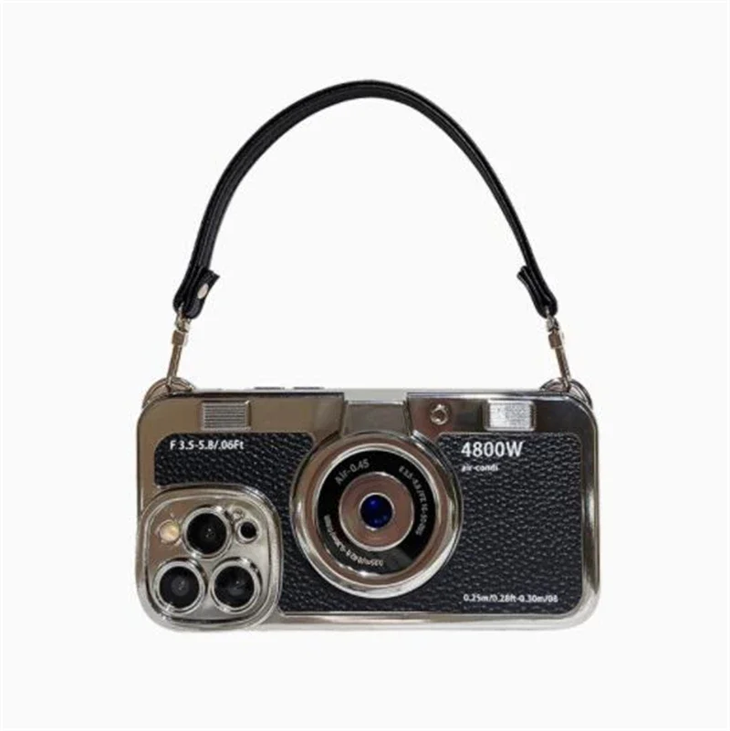 Vintage-Inspired TPU Soft Phone Case with Crossbody Strap Cover