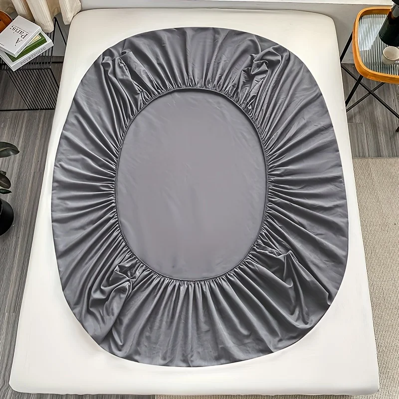 1pc Brushed Fitted Sheet Soft Comfortable Solid Color Light Grey Bedding Fitted Sheet for Bedroom Guest Room Student Dorm Hotel 4