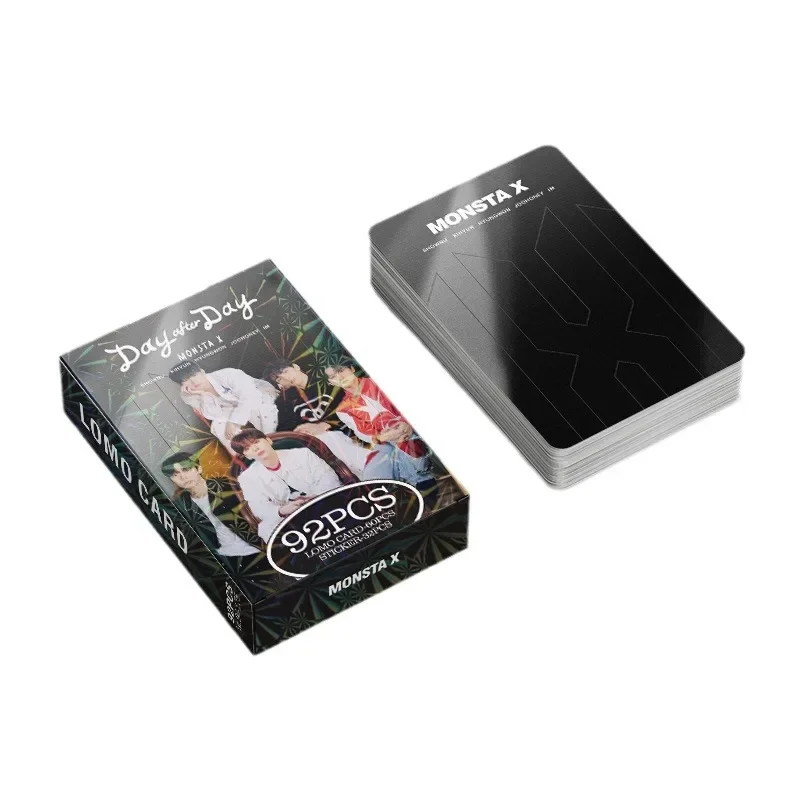 Lomo Cards 92pcs/set Kpop MONSTA X Lomo Card and Stickers Double Side HD Print MONSTAX Photocard for Fans Collcetion