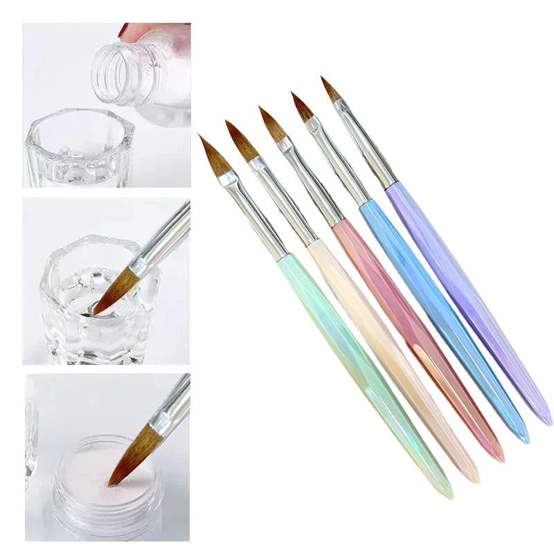 5pcs/Set New Nail Pen Macaron Color Acrylic Pole Color Smudge Pen Thread Carving Set Nail Set