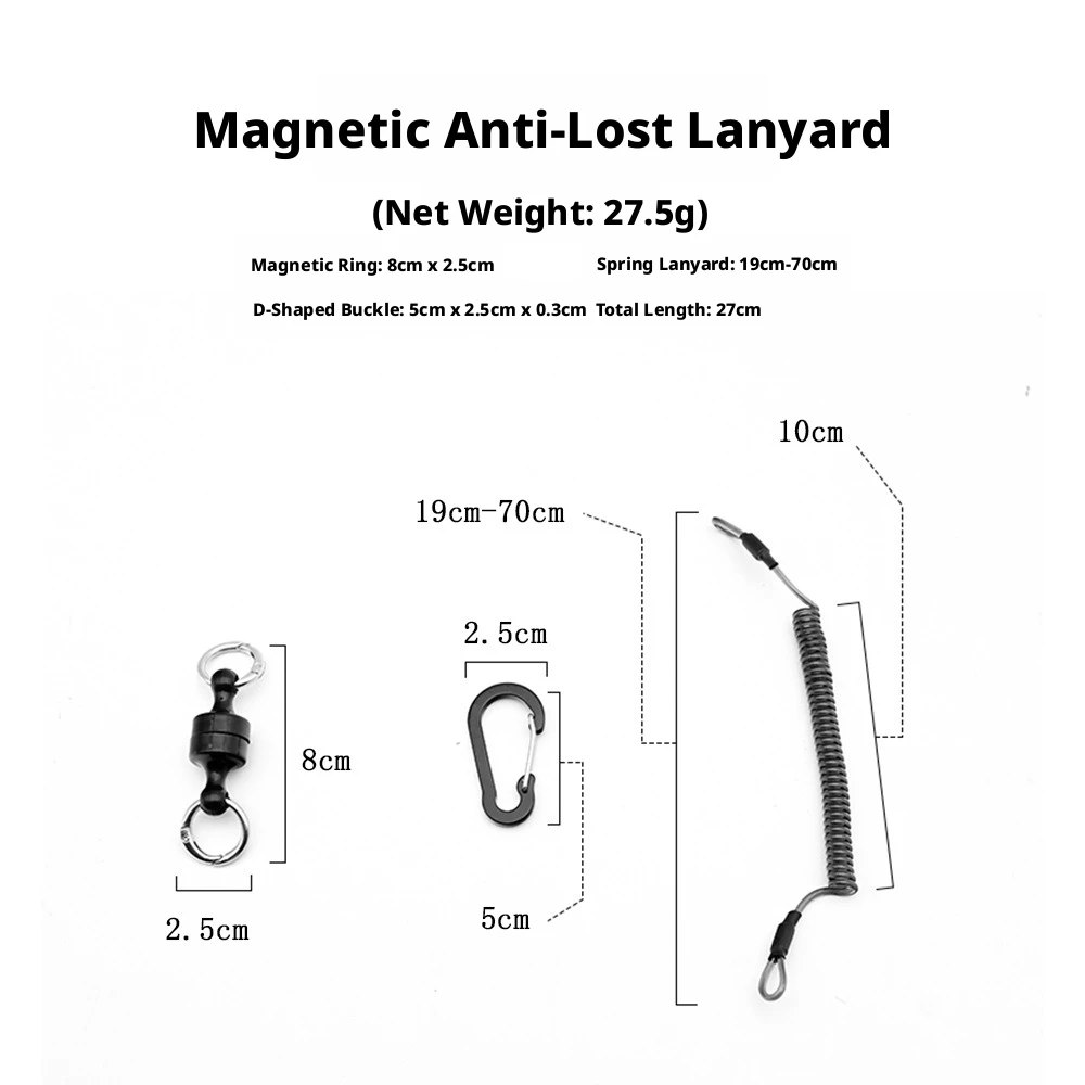 Magnetic Retractable Fishing Lanyard with Carabiner Attachment