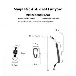 Magnetic Retractable Fishing Lanyard with Carabiner Attachment (BK)