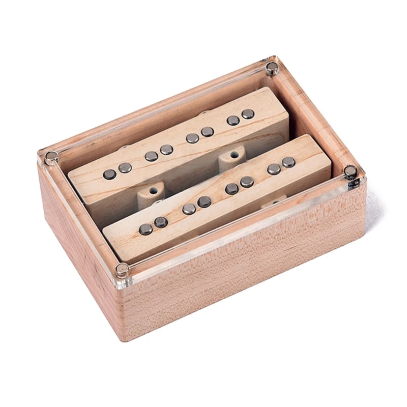 

4-string Wooden Grain Color Bass Bridge Neck Pickups Vintage Tone Set for 4-string Electric Bass