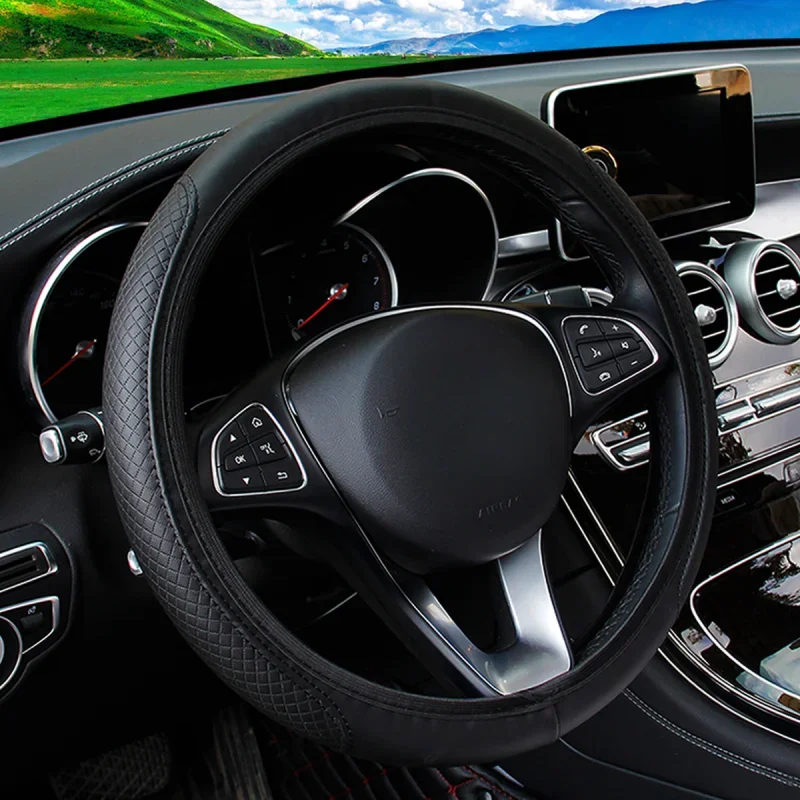 Breathable PU Leather Steering Wheel Cover Anti Slip Accessory