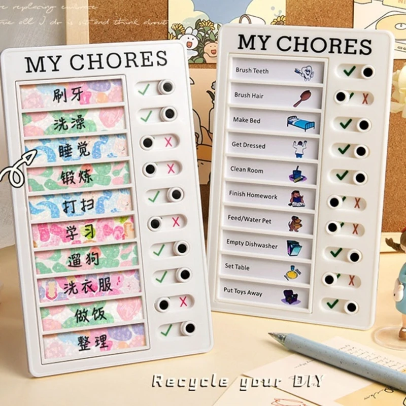 Portable Chore Chart for Kids, Toddler Chore Board Checklist Board with 60 Cardstock for Daily Schedule Routine Planning