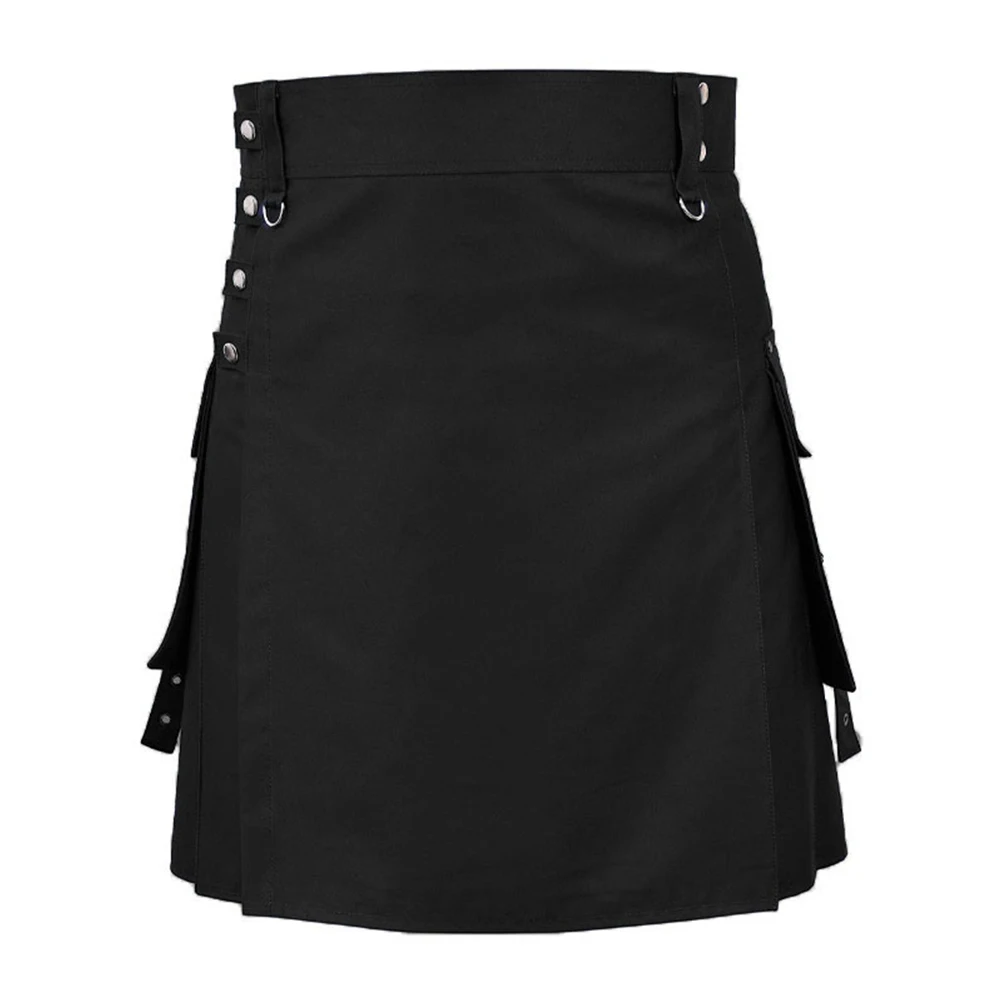 Scottish Festival Men Kilt Traditional Highland Dress Medieval Skirt Solid Color Contrasting Colors Punk Short Skirts