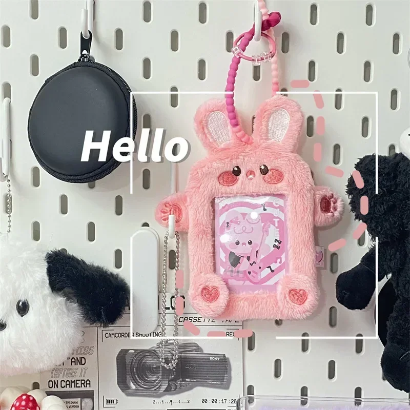

Kawaii Cartoon Photocards Autumn Winter Plush Cute Rabbit Kpop Idol Photocard Holder Display Card Organizer Student Supplies