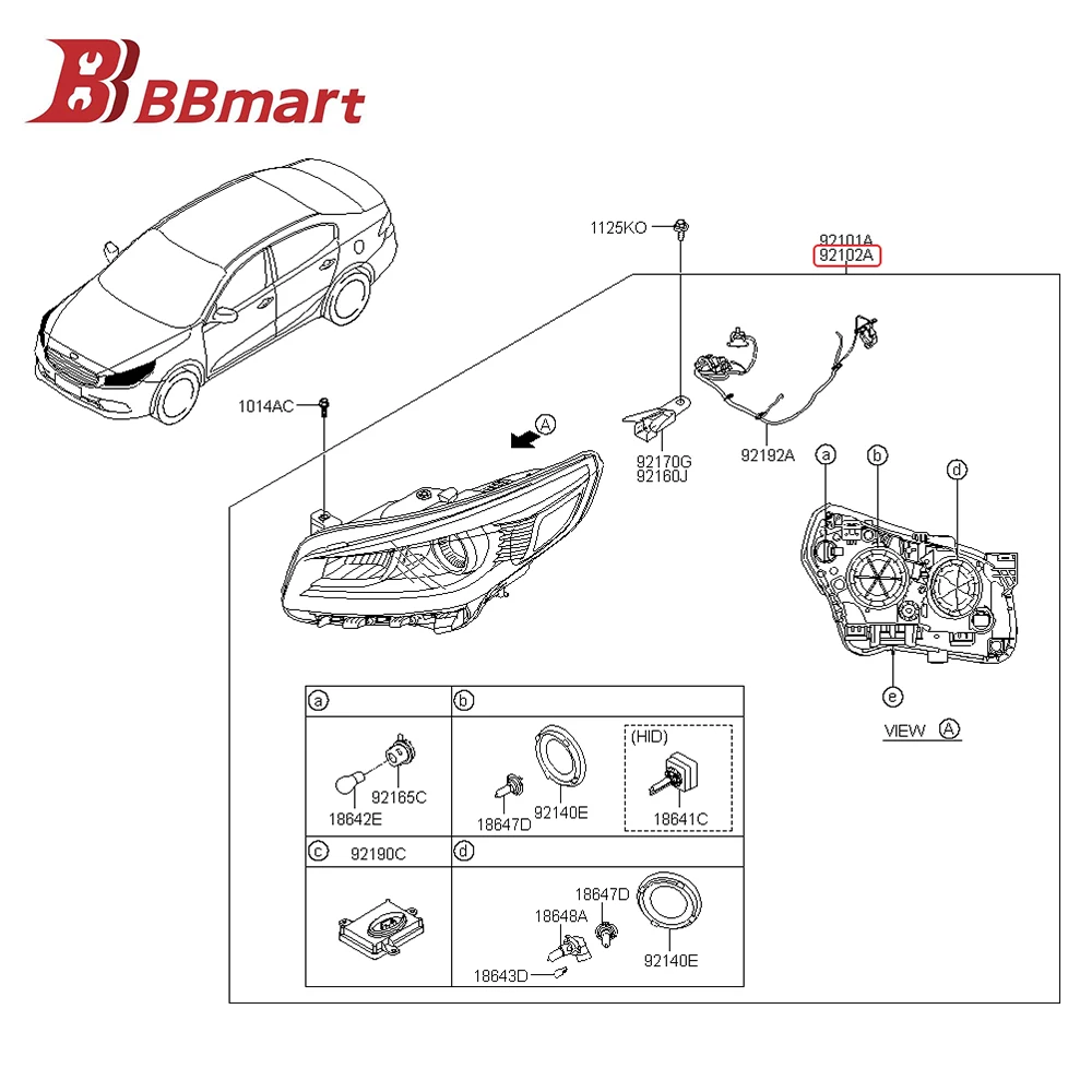 

Автозапчасти 92102-D1020 BBmart, 1 шт., Головной фонарь, передняя фара, правая фара для Kia K4 15, фабричные автомобильные аксессуары по низкой цене