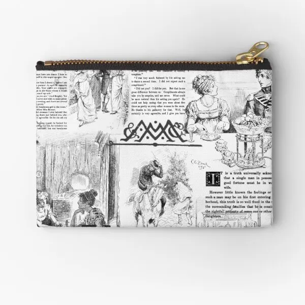 

Pride And Prejudice Pages Zipper Pouches Socks Underwear Coin Panties Packaging Key Pocket Pure Bag Money Wallet Storage Women