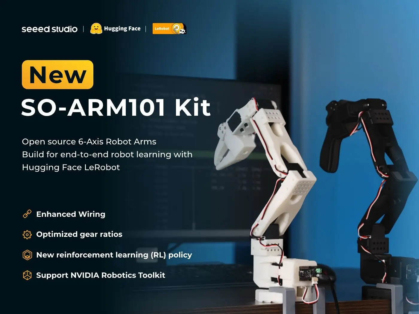 Zestaw serwomechanizmów AI do ramienia robotycznego LeRobot Hugging Face SO-ARM101 Pro, niskie koszty, DIY, robotyka AI, open source, bez części 3D