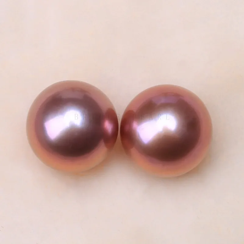 BaroqueOnly Natural Edison Pearl Scatter Bead Pair AAAA grade 10-11mm Pure Round Purple Gold For DIY Pendant Earring Studs BZZQ 2