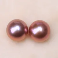 BaroqueOnly Natural Edison Pearl Scatter Bead Pair AAAA grade 10-11mm Pure Round Purple Gold For DIY Pendant Earring Studs BZZQ 2