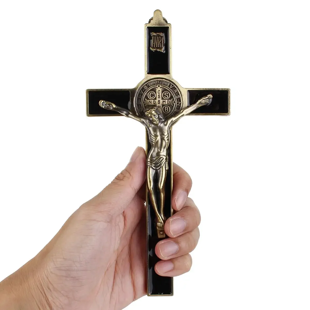 Jesus Crucifix Sculpture Wall Crucifix Cross Jesus Christ Religious Saint 3D Craft Decor Jesus Christ On The Stand Antique Decoration 19.5x9.5cm