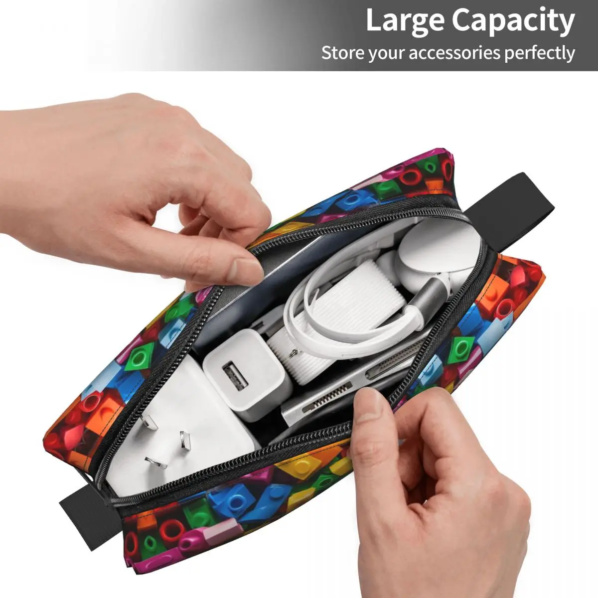Lego Texture Makeup Bag Cosmetic Organizer Storage Dopp Kit Toiletry Cosmetic Bag for Women Beauty Travel Pencil Case 3