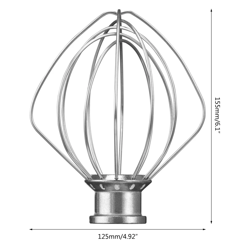 6-Wire Whip Stainless Steel Egg Cream Beater Cakes Mayonnaise Whisk for KitchenAid K45WW Mixer Upgrade Accessory