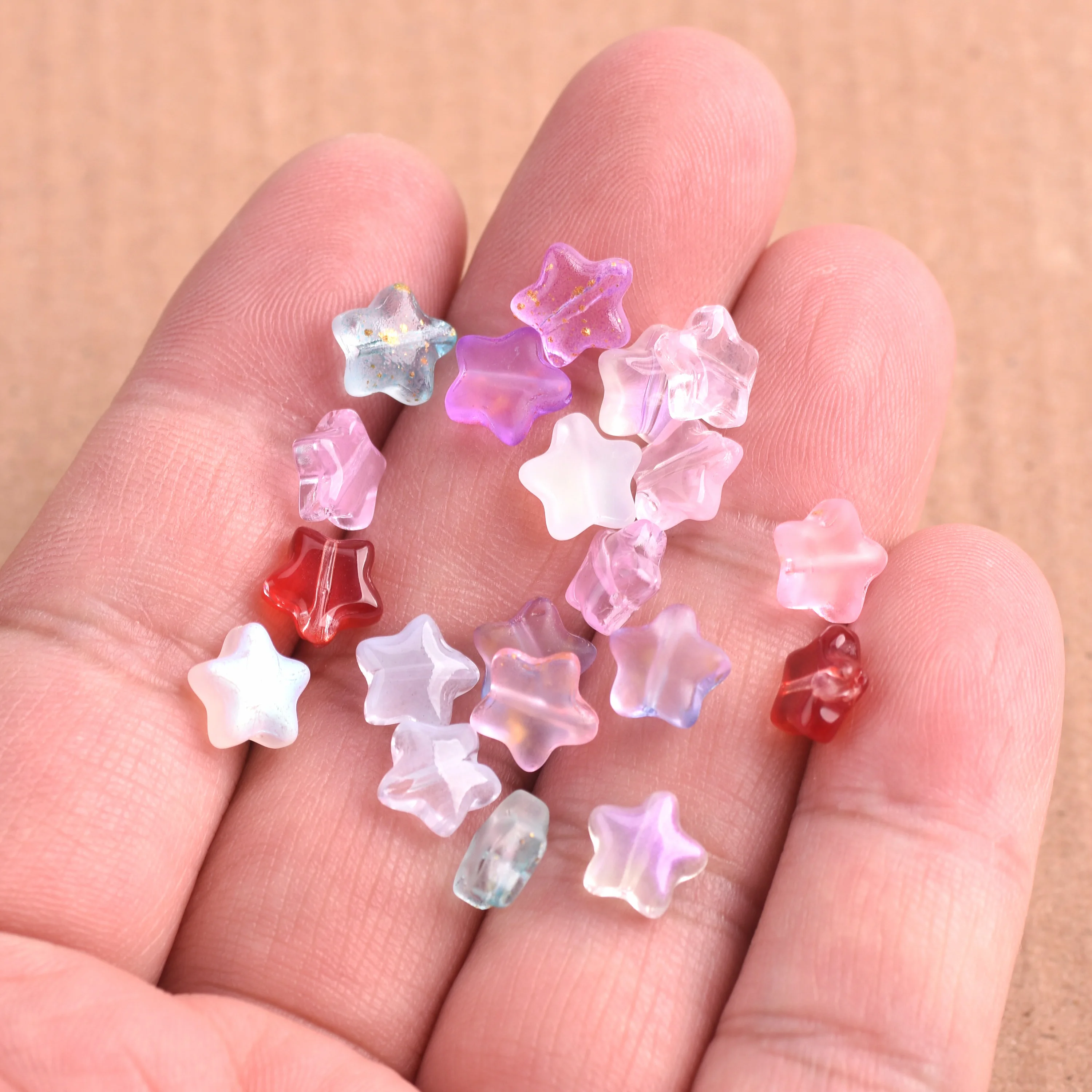 20pcs 8mm Small Star Shape Colorful Lampwork Crystal Glass Loose Beads for Jewelry Making DIY Crafts Findings