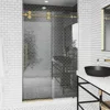 Adjustable Frameless Sliding Shower Door with Clear Tempered Glass, Matte Gold, 56-60 in. W x 74 in. H,  Shower Door 1