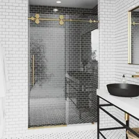 Adjustable Frameless Sliding Shower Door with Clear Tempered Glass, Matte Gold, 56-60 in. W x 74 in. H,  Shower Door 1