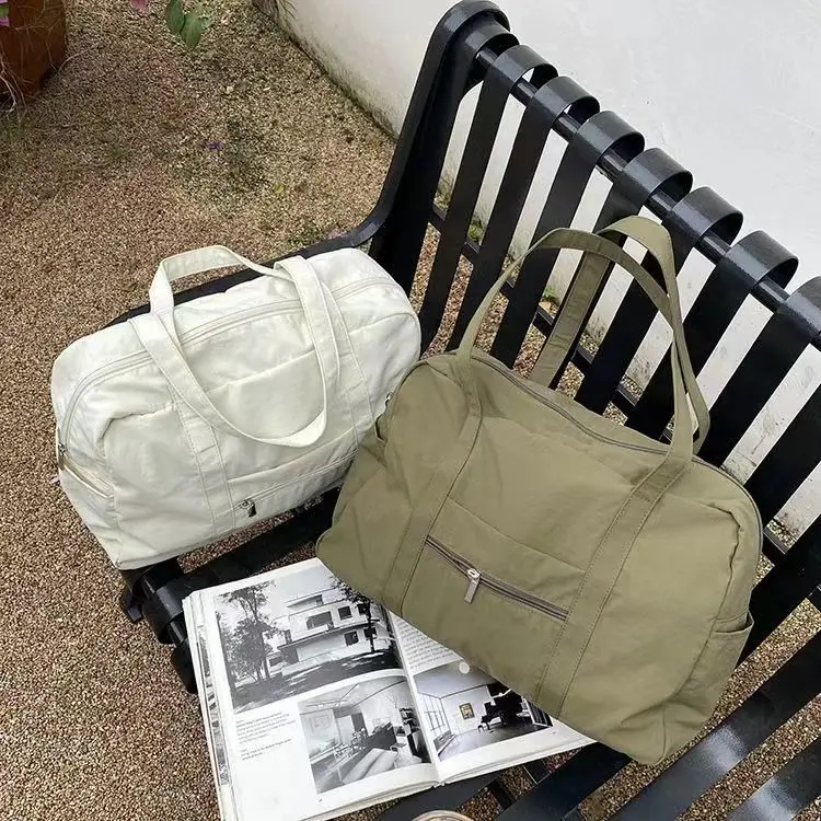 JIAERDI Portable Large Capacity Pink Tote Bag Purse Women Nylon Sports Fitness Chic Casual Handbag Ladies Travel Shoulder Bags