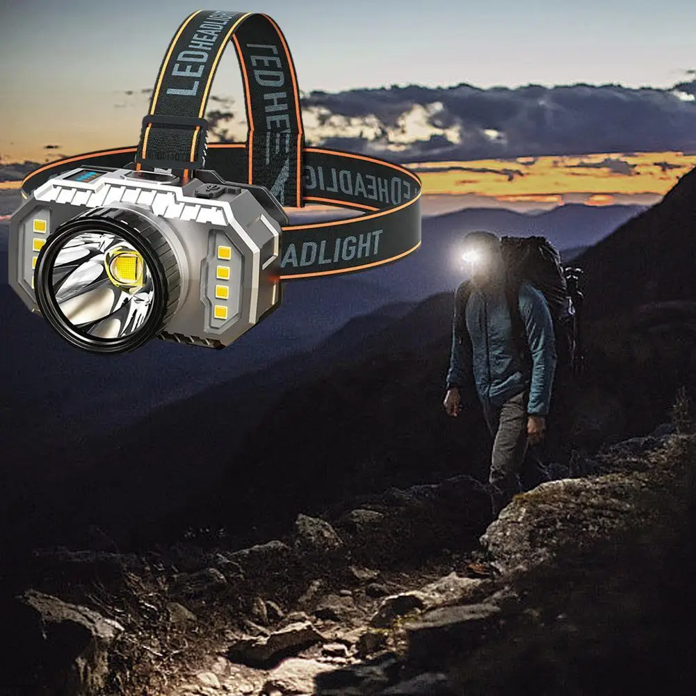 

High Power Charging Outdoor Headlamp Wave Induction Minelight Camping Light Hiking Light Simulation Camera Type Zoom XPE