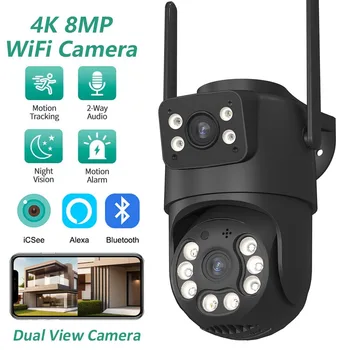 4K HD Dual Lens WIFI Camera 2K Dual Screen PTZ Camera Outdoor Auto Tracking Security Camera IP66 Waterproof Surveillance ICSEE 1