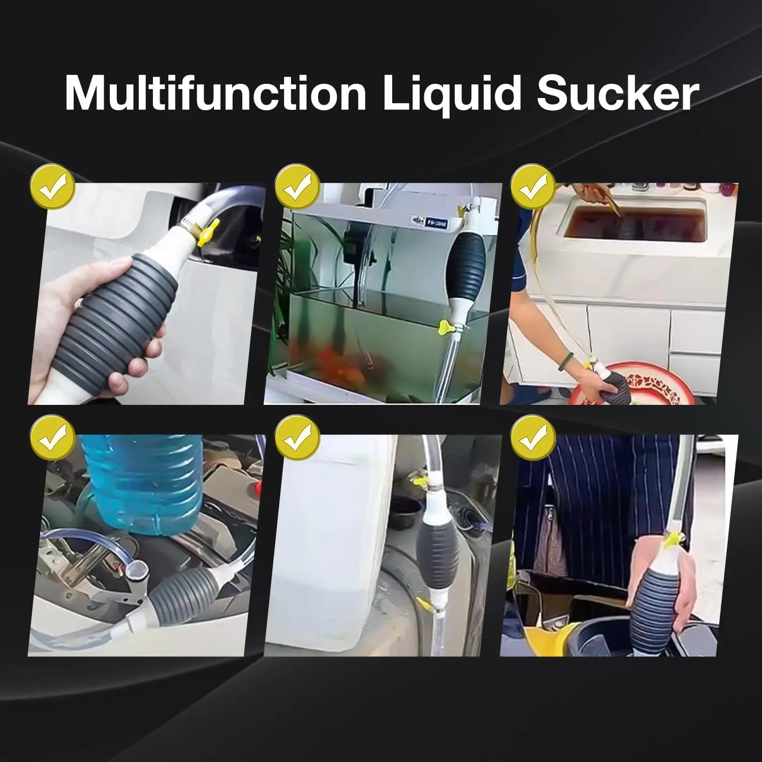 Multifunction Liquid Sucker , Manual Fuel Transfer Gasoline Transfer , Portable Fuel Syphon for Gas Gasoline Petrol Oil Liqui