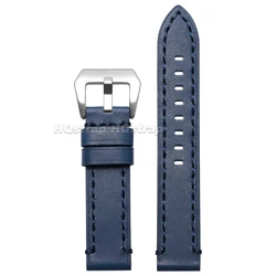 Premium Genuine Leather Watchband - Handmade Cowhide Strap for All - Day Comfort (Blue)