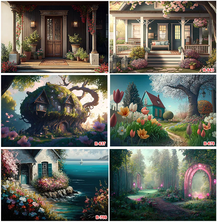 

Outdoor Natural Scenery Backdrops Photographic Landscape Forest Trees Floral Garden Children Portrait Backgrounds Photozone
