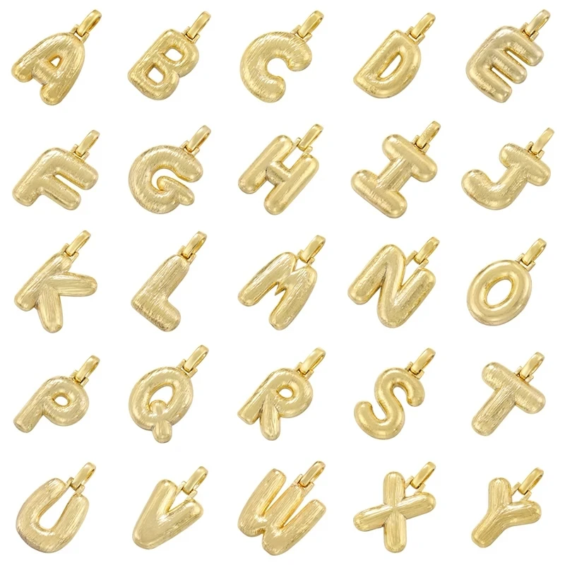 26-Letter Charm Pendant A–Z Initial Charms for Jewelry Making Gold-Plated Brass Hip-Hop Jewelry Supplies Wholesale:VD1343