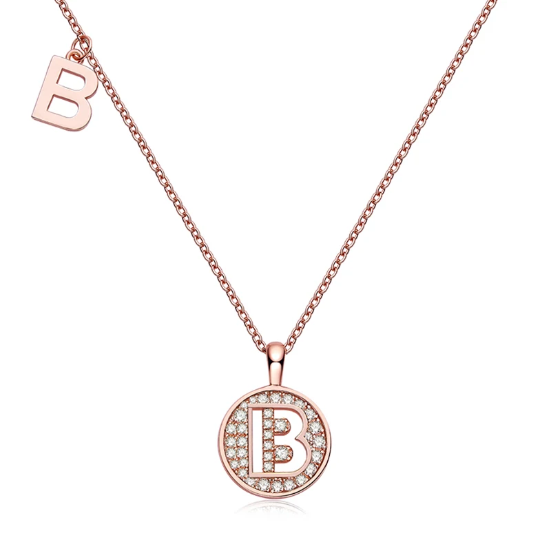 

BOEYCJR 925 Silver B Letters Moissanite VVS1 Trendy Simple Design Pendant Necklace for Women Anniversary Gift