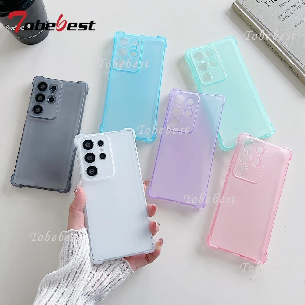 Candy Color Matte Silicone Soft Case with Shockproof Transparent Back Cover