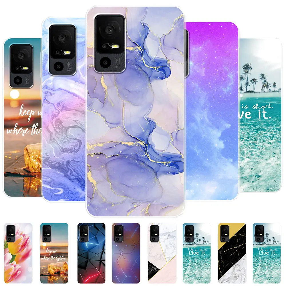 Per Tcl 40 Se Custodia Cartoon Patterned Paraurti Trasparente Cover Posteriore Morbida In Silicone Coque Per Tcl 40Se Custodie Per Tcl 40 Se Fundas